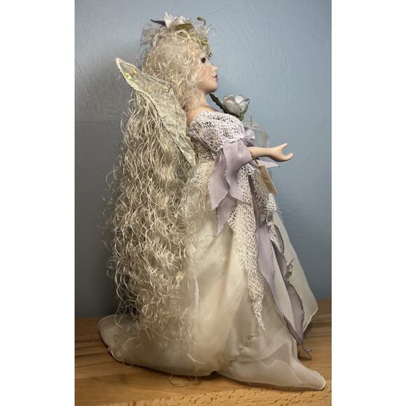 Vtg Show-stoppers Porcelain Fairy Lamp Collector Wings Roses Woodland - 16” Tall - Picture 7 of 13